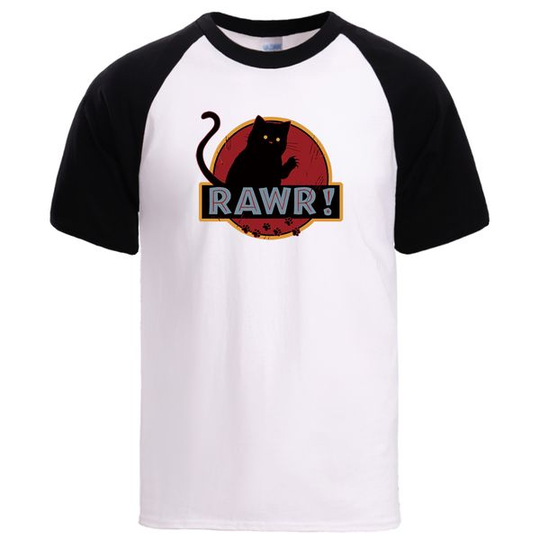 

rawr cat cool short sleeve tshirt mens summer cotton cartoon print tshirts male casual loose fit raglan sportswear man black tee