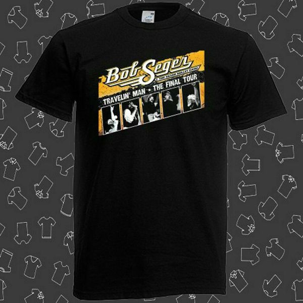 

neu bob seger travelin man tour 2018 mens black t-shirt