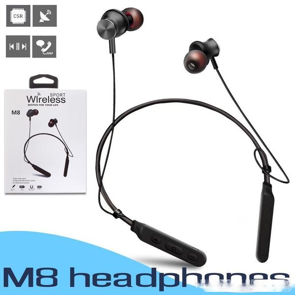 

m8 sports wireless earphone magnetic neckband bluetooth headphones stereo headset with mic for android iphone samsung ing