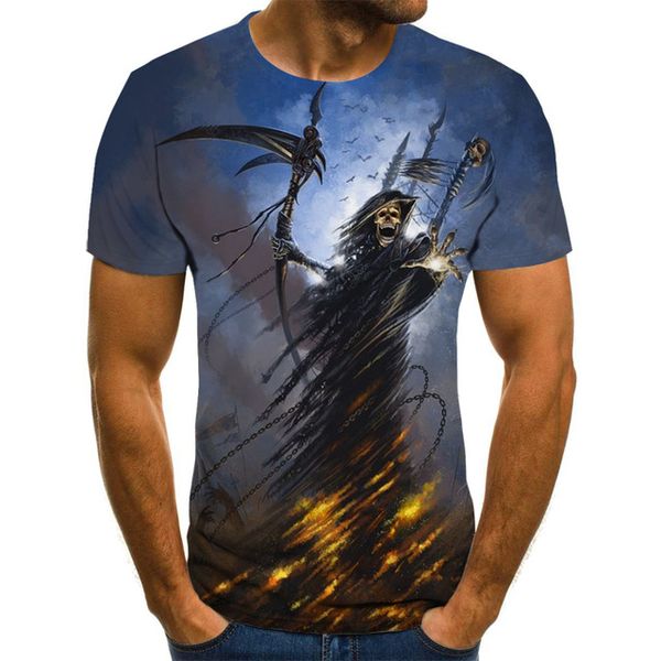 

new horror skull head grim reaper 3dt-shirts summer fun boy clothing 3d print shirts hippie graphic plus size men clothing