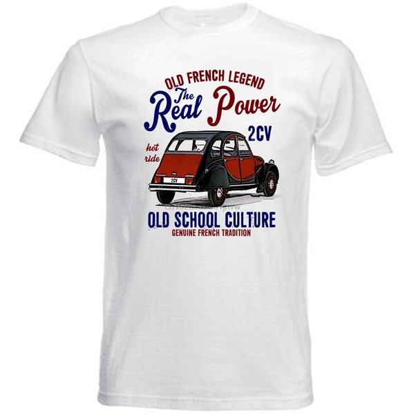 

vintage french car 2cv real power - new cotton t-shirt