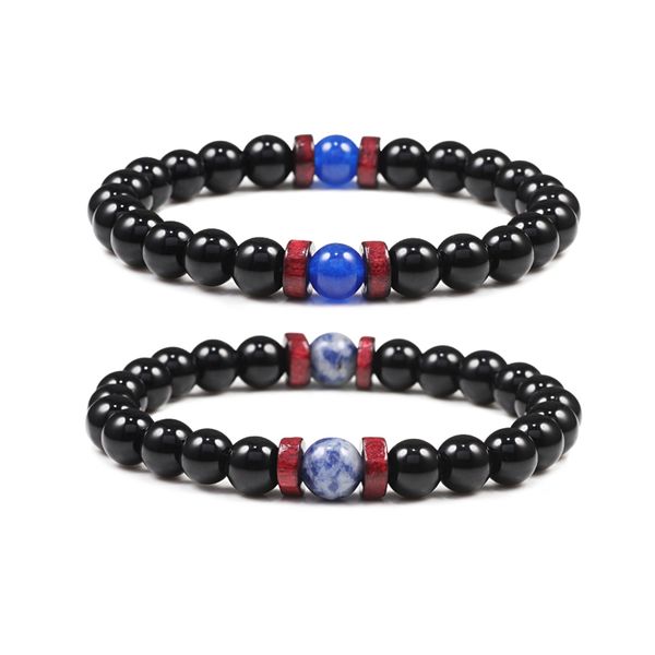 

pulseira buddha bracelet bangles natural beaded elastic classic man retro design sports yoga bracelets jewelry women accessories, Black