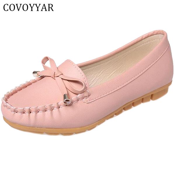 

covoyyar 2020 soft sole women shoes loafers lovely bow comfort solid flats spring autumn casual pink lady shoes size 40 wfs272, Black