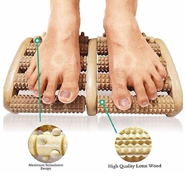 

8 row wooden foot massager wooden stress relieving treatment relaxing massage roller health massage tool