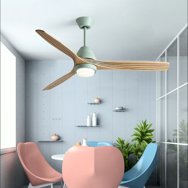 

nordic modernled ceiling fan light three color change creative living room restaurant cafe wooden fan lamp with remote control