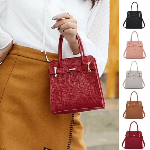

women ladies solid leather handbag totes zipper small mini elegant flap 2020 fashion new