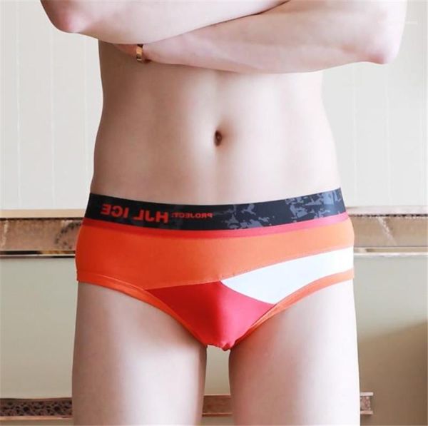 

fashion breathable elastic underpants mens personality multi color underwears mens color panelled designer briefs, Black;white