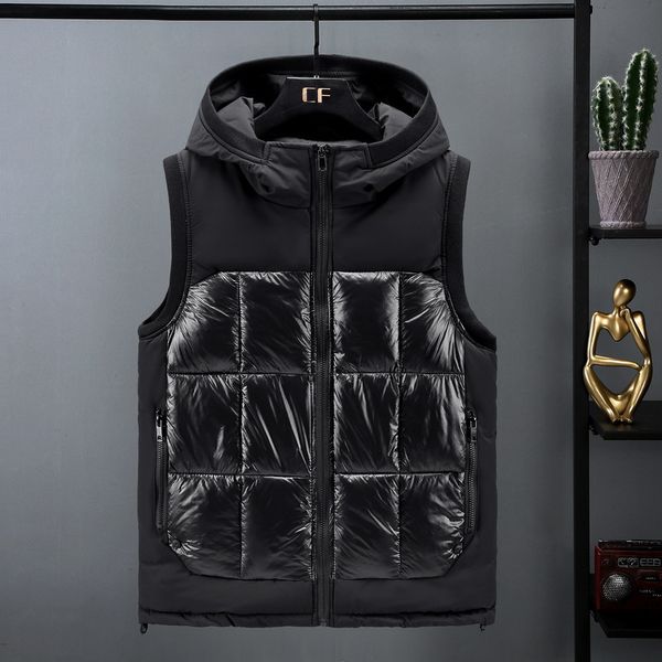 

2020 new autumn winter fashion down cotton men vest male teenagers tide men cultivating cotton vest waistcoat bright jacket 5xl, Black;white