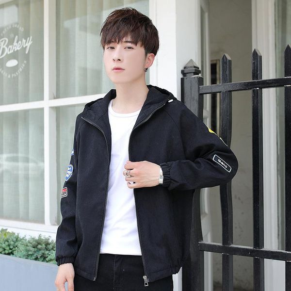 

Pop2019 Spring Men s Korean Trend Even Hat Jacket Teenagers Cool Time Personality Slim Handsome Loose Joker Coat