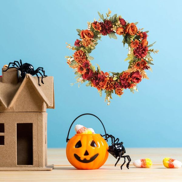 

40cm rose wreath autumn wreath thanksgiving day artificial decoration door christmas round artificial flower door