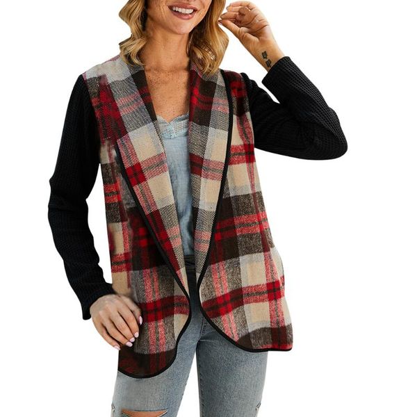 

women's cape chamsgend classic warm coat autumn women jackets stripe patchwork office lady suit coats slim business female winter 1028, Black