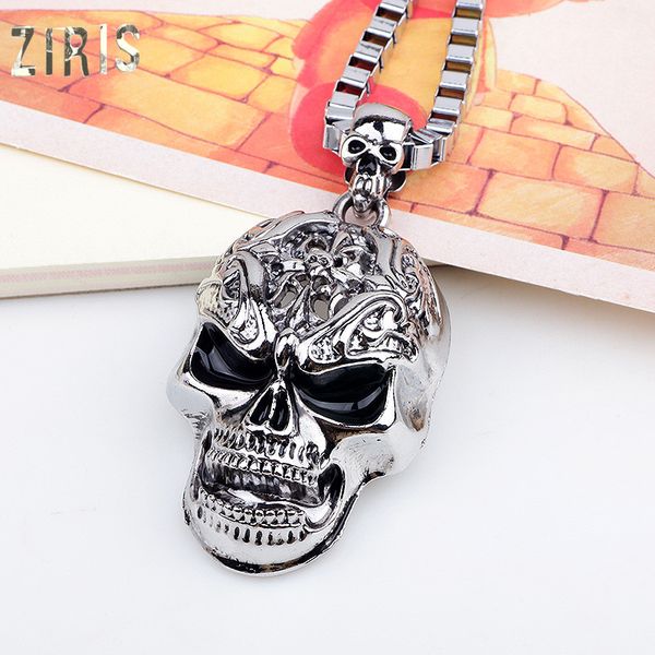 

chains ziris the europe and united states long hip hop necklace pendant wish amazon platform skulls non-mainstream man sautoir, Silver