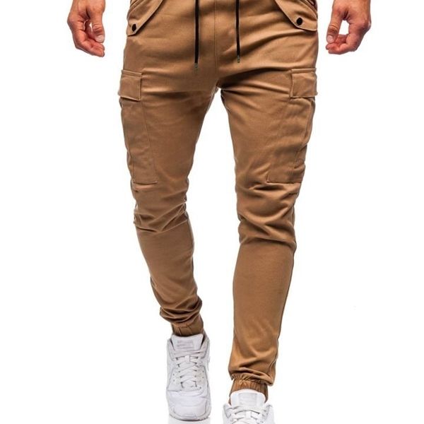 

autumn winter men's plain color flip pocket casual sports pants, Black