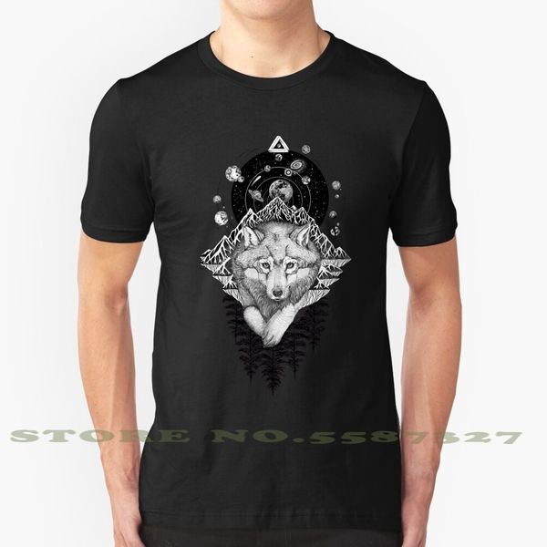 

space wolf summer funny t shirt for men women wolf wolves animal dog husky mountain tree nature forest universe space galaxy