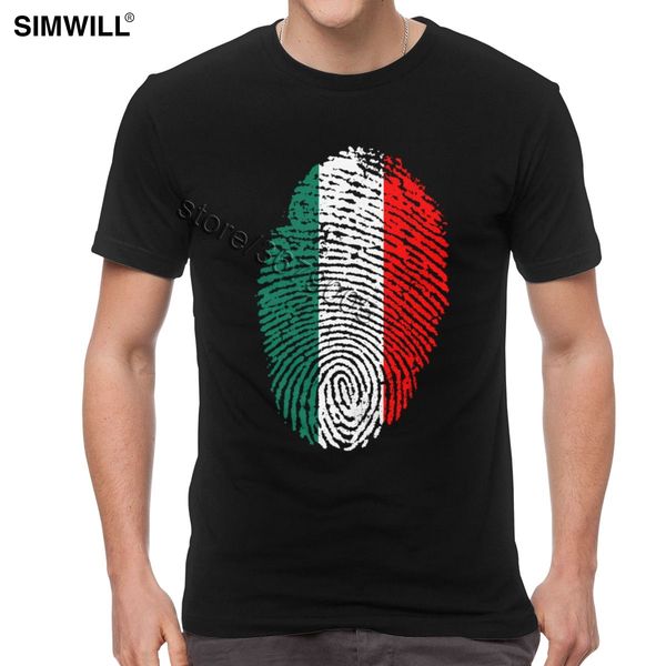 

brand italia fingerprint tee shirts for men printed 100% cotton t shirts o neck short sleeved retro national pride t-shirt