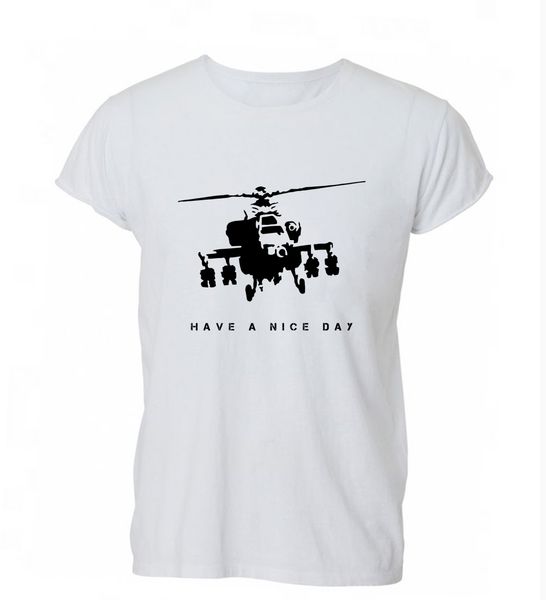

2019 summer fashion men o-neck solid short sleeve t shirt banksy have a nice day war chopper art graffiti muscle t shirts