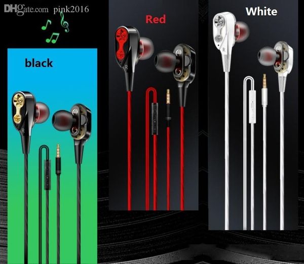 

wholesale in-ear stereo earphone white/black/red 3.5mm headphones headset with mic and remote for samsung mobile phone android phone