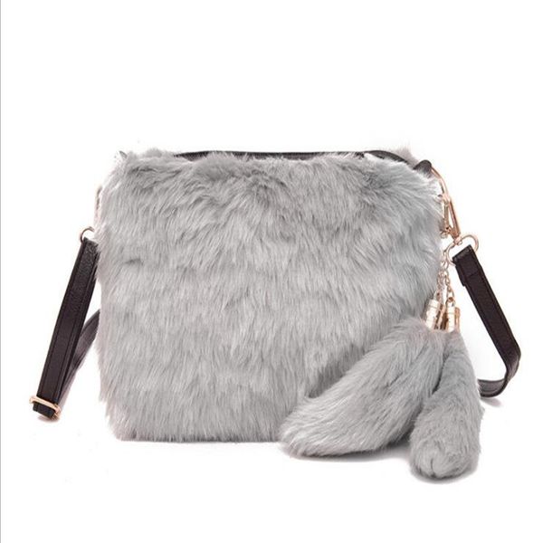 

handbags bags for women 2020 new casual fashion faux fur shoulder messenger bag chain plush small square bag crossbody