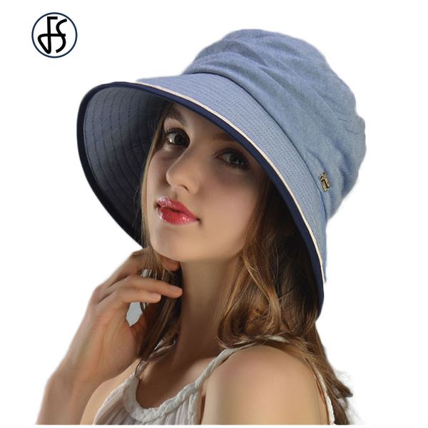 

ковш шапки шнура вс зимний пляж широкий брим floppy hat широкими полями для женщин хлопок складная сомбреро mujer verano viso, Blue;gray