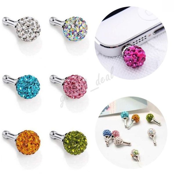 

3.5mm crystal rhinestone diamond anti dust plug for iphone samsung earphone jack plugs cell phone headphones accessories bling bling one