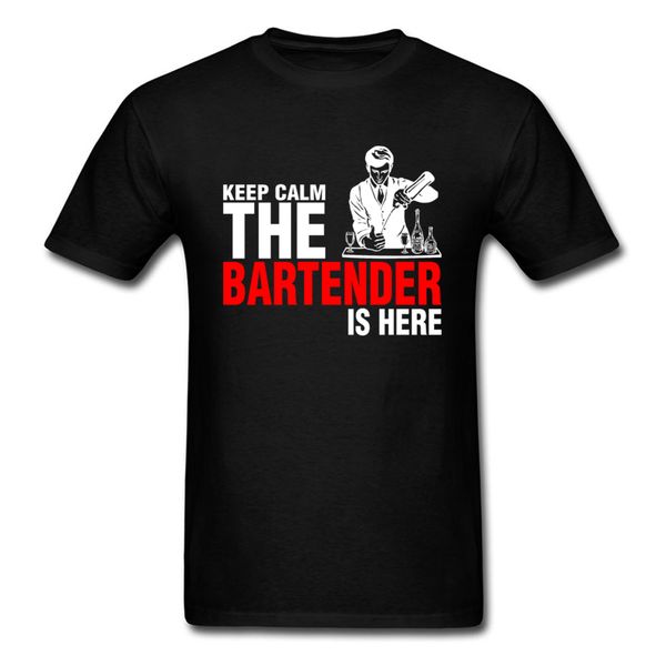 

keep calm bartender t-shirt men black t shirt funny letter clothing 100% cotton students tees hip hop tshirts
