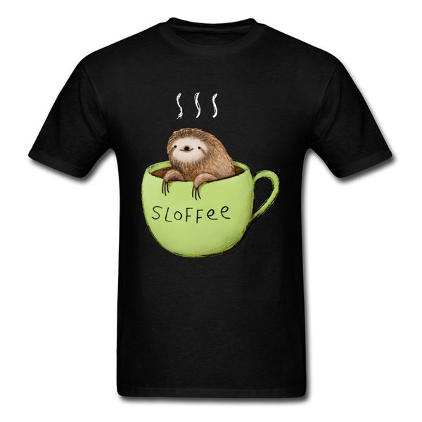 

sloffee prevailing t-shirts sloth coffee t shirt man funny tshirt black clothes 100% cotton custom printed tees labor day