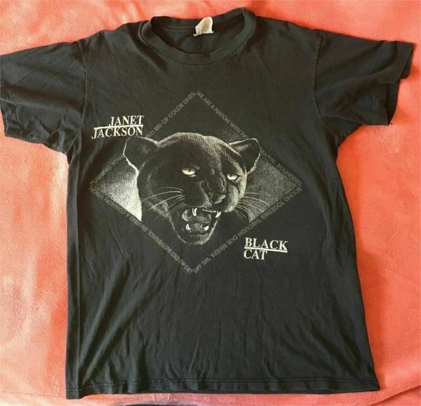 

vintage janet jackson shirt rhythm nation tour 80s concert black cat