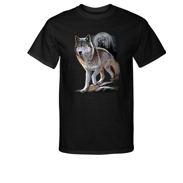 

2019 fashion cotton tee shirt fashion wolf with moon t-shirt