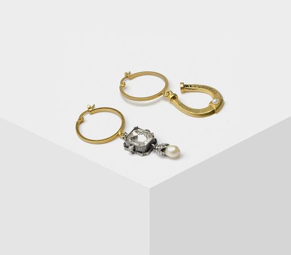 

asymmetrical retro pendant drop earrings j190718, Golden;silver