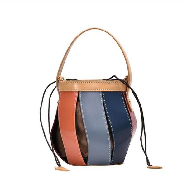 

fashion lantern shape handbags women 2020 round bag colorful hollow out design bucket bags pu shoulder messenger bag bolsa