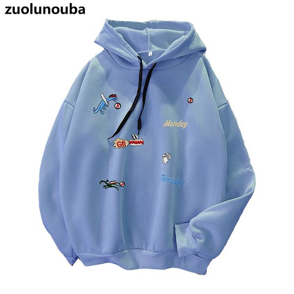 

plus velvet thickening 2020 new long-sleeved women hooded korean version loose cartoon printing casual harajuku girl sweatshirt, Black