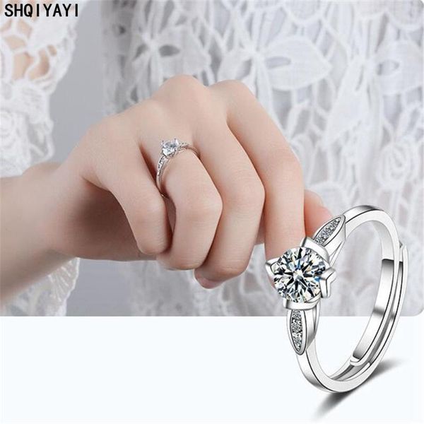 

wedding rings shqiyayi finger for women circle zircon jewelry adjustable size engagement chic gift 208, Slivery;golden