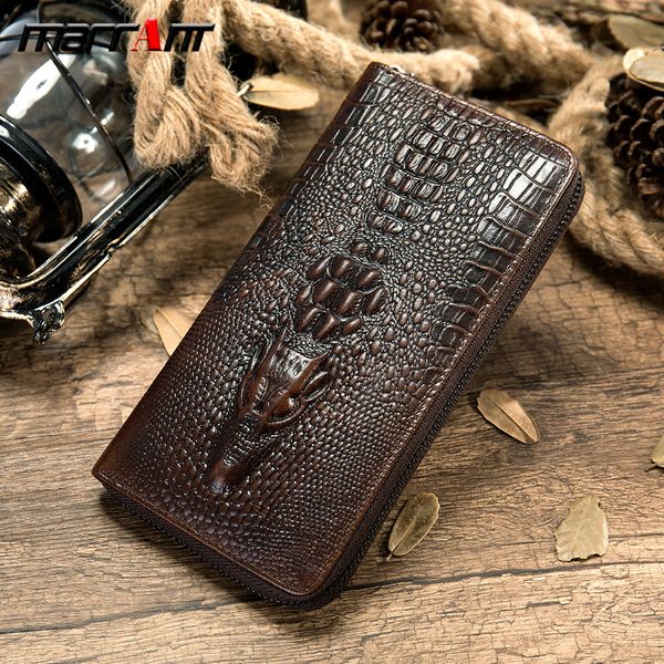 

100% genuine leather crocodile wallet men business clutch card bags large capacity coffee money clips phone pack for coins/banknotes, Red;black
