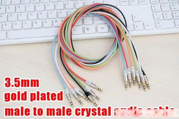 

3.5 male to male gold plated connectors stereo crystal aux audio cable via dhl 300pcs/lot