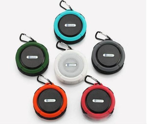 

new waterproof c6 bluetooth speakers chuck dustproof mini portable outdoor/shower speaker with 5w speaker/suction cup 5 colors