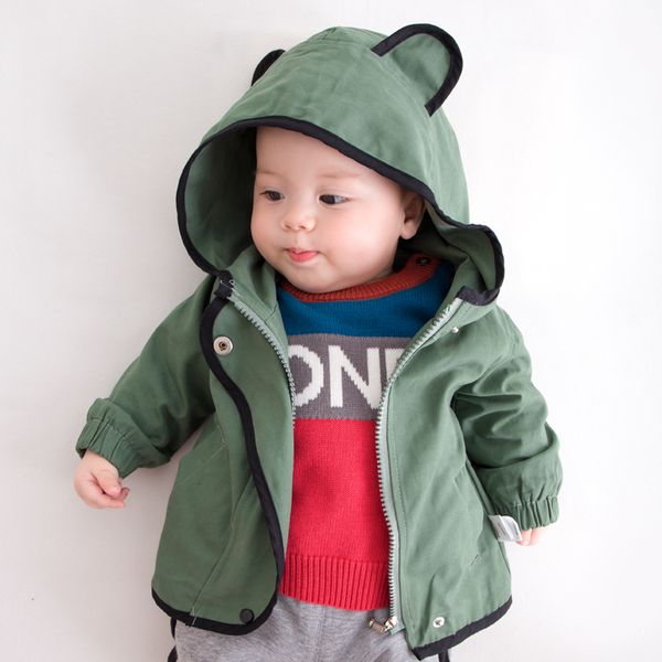 

the baby wears a spring and autumn windbreaker, Blue;gray