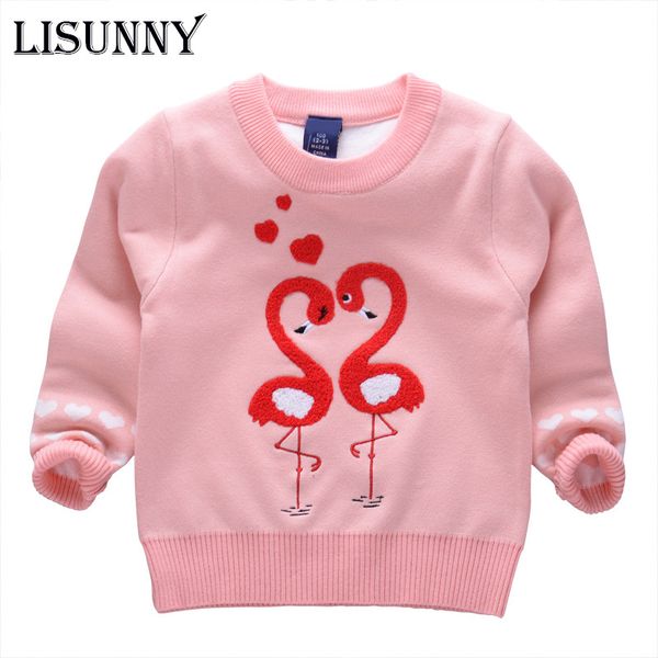 

распродажа 19 стиль девушка свитер мультфильмы flamingo детский пуловер вязать детскую одежду 2020 осень зима дети свитер 0-7, Blue