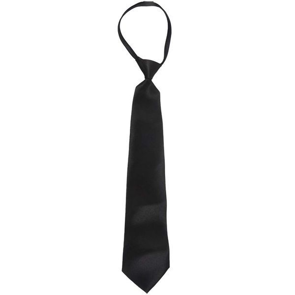 

men solid black polyester zip up necktie smooth zipper tie, Black;gray