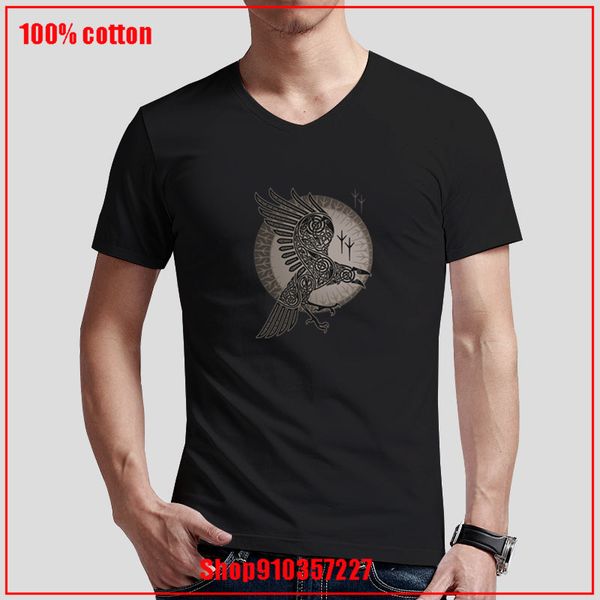 

viking raven v-neck soft cotton custom print party t-shirts men t shirt casual funny new animation adventure time