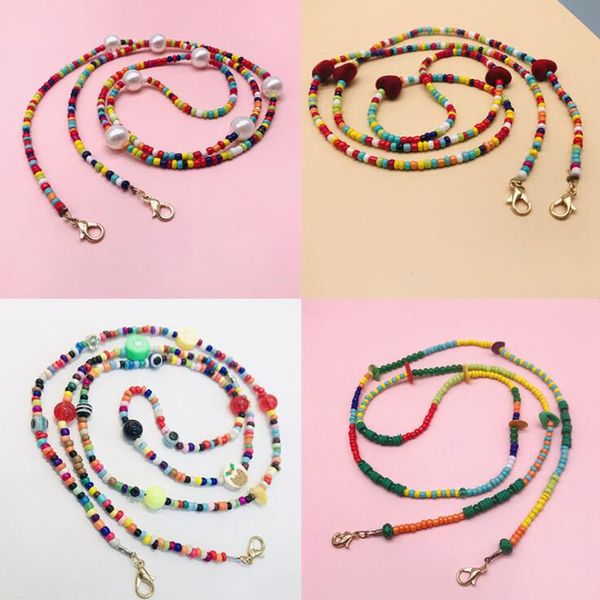 Máscara Correias Máscara contas cadeia de Extensão Pendant Colares Round Bead Necklace Beads Decor Lanyard Máscara Corda Titular do favor de partido presente HHD1394