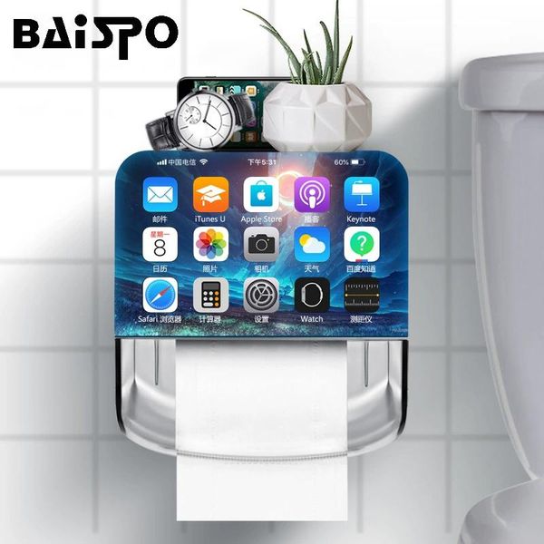 

baispo portable toilet paper holder waterproof tissue box with drawer plastic double layer storage rack home toilet roll holder t200425
