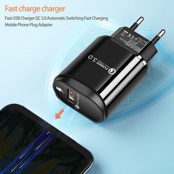 

mini fast usb charger qc 3.0 automatic switching fast charging mobile phone eu/us plug adapter pc fireproof material