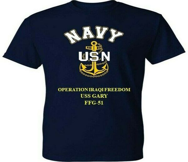 

uss gary ffg-51 iraqi om vinyl & silkscreen navy anchor shirt style round tee shirt