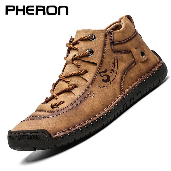 

outdoor sport men boots split leather ankle snow shoes warm fur plush lace-up winter footwear plus size 38~48, Black