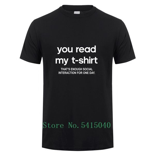 

новая мода вы read my t-shirt top тройники достаточно социального взаимодействия футболки мужчины смешной с коротким рукавом футболка