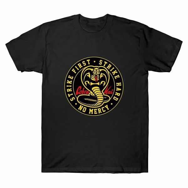 

cobra kai no mercy karate first strike hard 80s film movie t-shirt men 2019 new fashion brand crew neck men t shirts
