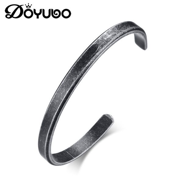 

doyubo men's opening size 316l stainless steel black bangles antique male punk style adjustable bangles cool accessories dd049