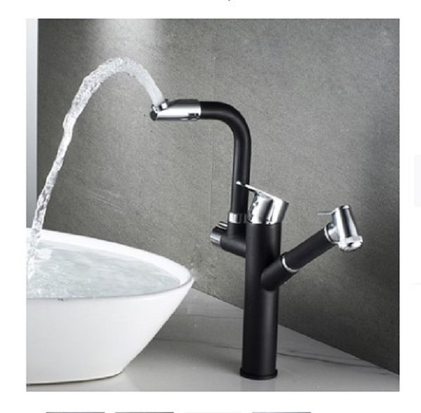 

2020 kitchen faucet and cold draw type wash basin bowl sink sink retractable rotation black kitchen faucet splash proof c018
