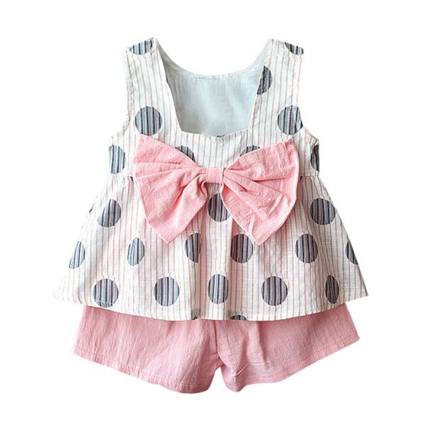

kid одежда набор baby girl одежда жилет установить повседневный рукавов dot dot хлопок жилет топ шорты, White