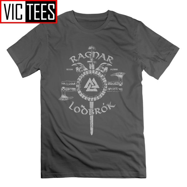 

vikings tees great ragnar lothbrok valhalla o neck male dark gray t-shirt short sleeve men t shirts designs 100% cotton